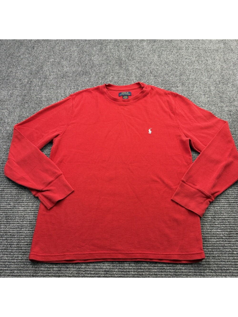 Polo Ralph Lauren Thermal Shirt Mens Large Red Long Sleeve Sleepwear Waffle Knit